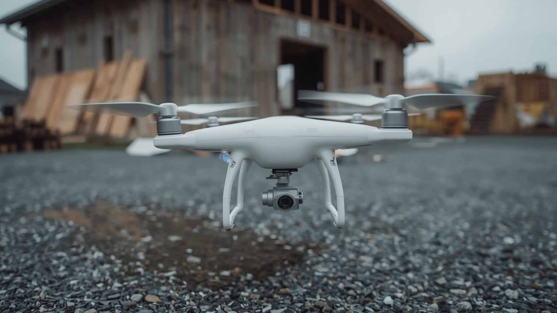 uncertified consumer drone hovering near construction site illustrating liability risks